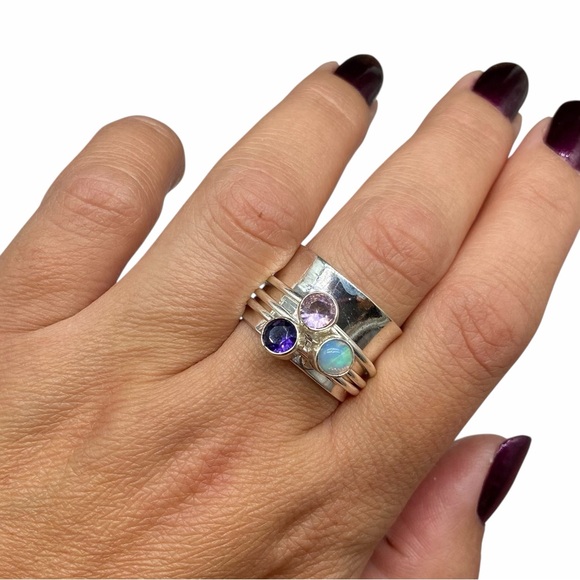 NEW Elegant Silver Stacking Rings Set - Picture 9 of 10